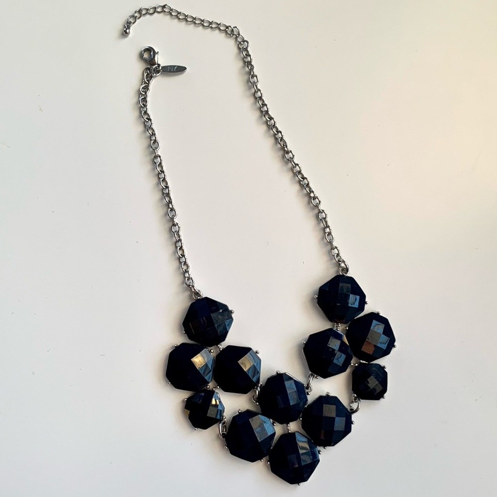 Black Gem & Silver Statement Necklace